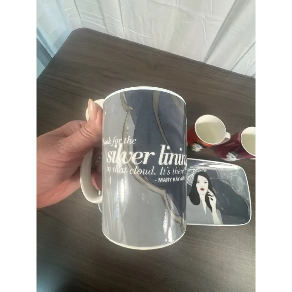 Mary Kay Ash Mug & Tray set Silver Lining‎ Collection inspirational coffee cups